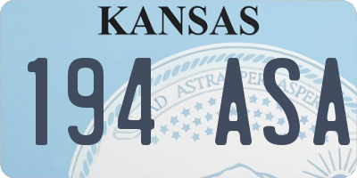 KS license plate 194ASA