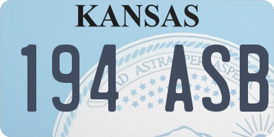 KS license plate 194ASB