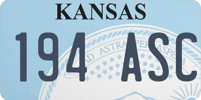 KS license plate 194ASC