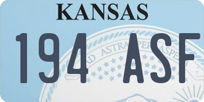 KS license plate 194ASF