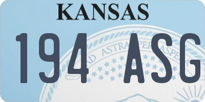 KS license plate 194ASG