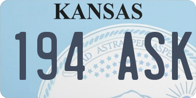 KS license plate 194ASK