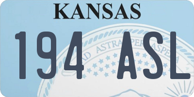 KS license plate 194ASL