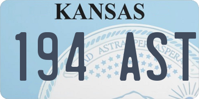 KS license plate 194AST