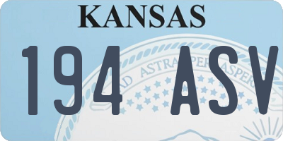 KS license plate 194ASV