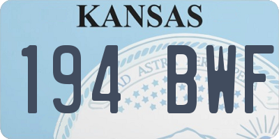 KS license plate 194BWF