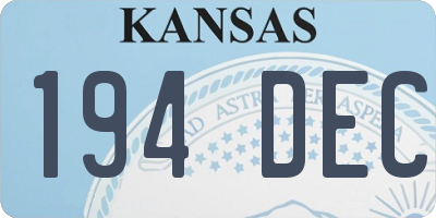 KS license plate 194DEC