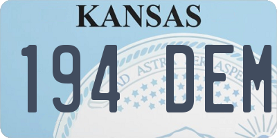 KS license plate 194DEM