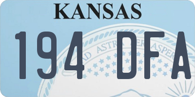 KS license plate 194DFA
