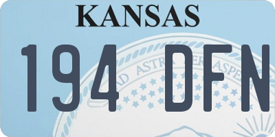 KS license plate 194DFN