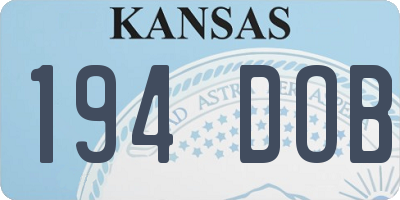 KS license plate 194DOB