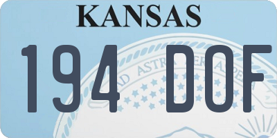 KS license plate 194DOF