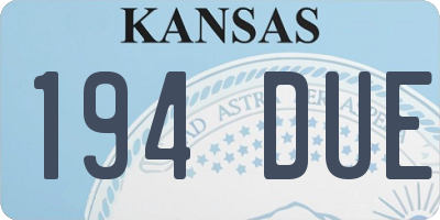 KS license plate 194DUE