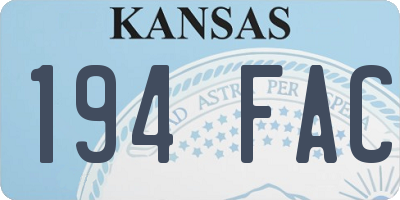 KS license plate 194FAC