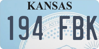 KS license plate 194FBK