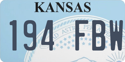 KS license plate 194FBW