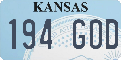KS license plate 194GOD