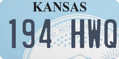 KS license plate 194HWQ