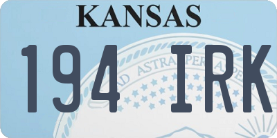 KS license plate 194IRK