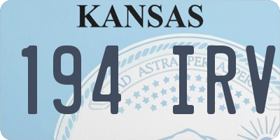 KS license plate 194IRV