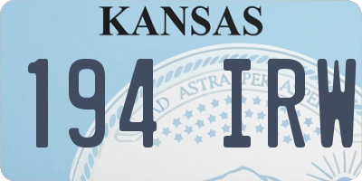KS license plate 194IRW