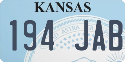 KS license plate 194JAB