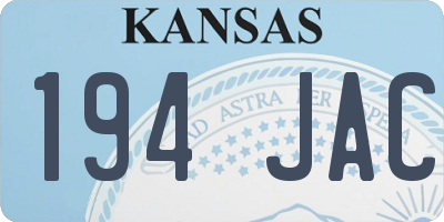KS license plate 194JAC