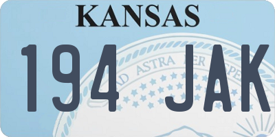 KS license plate 194JAK