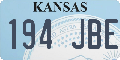 KS license plate 194JBE