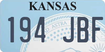 KS license plate 194JBF