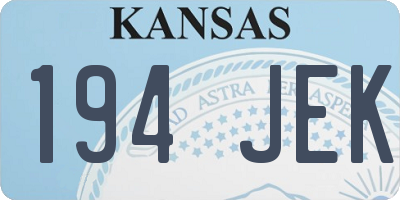 KS license plate 194JEK