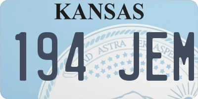 KS license plate 194JEM