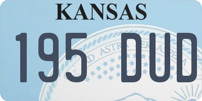KS license plate 195DUD
