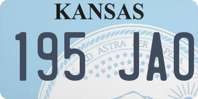 KS license plate 195JAO