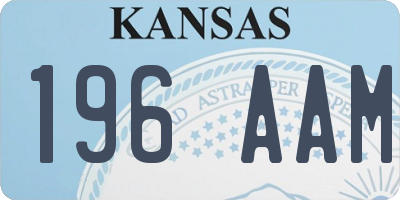 KS license plate 196AAM