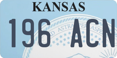 KS license plate 196ACN