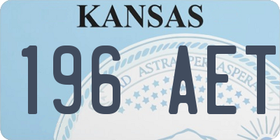 KS license plate 196AET