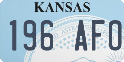 KS license plate 196AFO