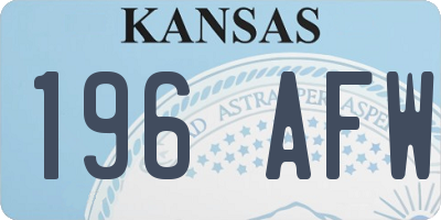 KS license plate 196AFW