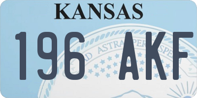 KS license plate 196AKF