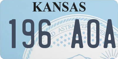 KS license plate 196AOA