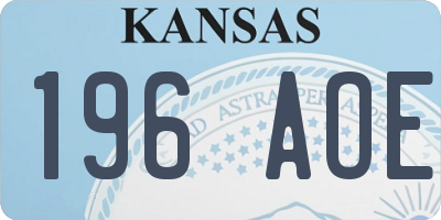 KS license plate 196AOE