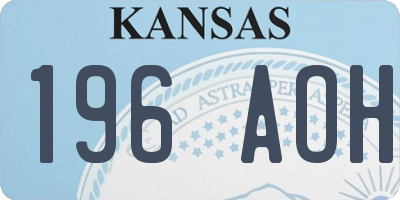 KS license plate 196AOH