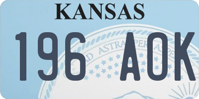KS license plate 196AOK