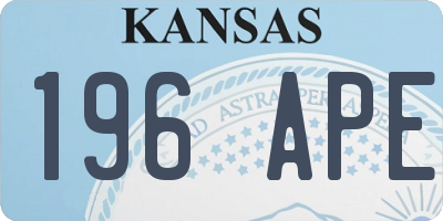 KS license plate 196APE