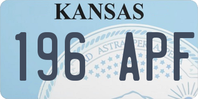 KS license plate 196APF
