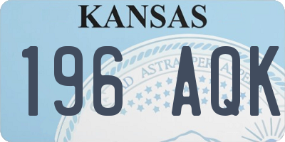 KS license plate 196AQK