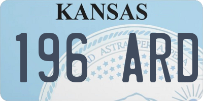 KS license plate 196ARD