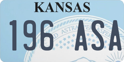 KS license plate 196ASA
