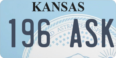 KS license plate 196ASK